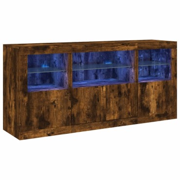 vidaXL Ντουλάπι με LED Καπνιστή Δρυς 142,5x37x67cm 1 τεμ.