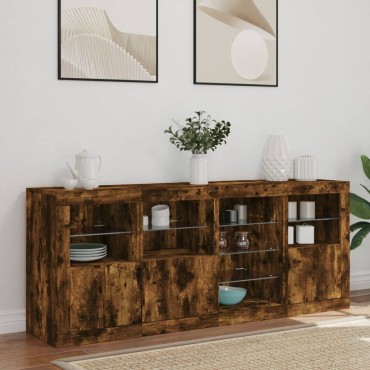 vidaXL Μπουφές με LED Καπνιστή Δρυς 164x37x67cm 1 τεμ.