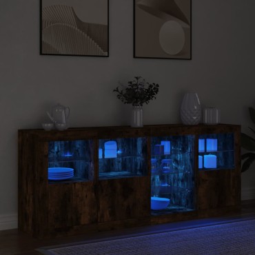 vidaXL Μπουφές με LED Καπνιστή Δρυς 164x37x67cm 1 τεμ.