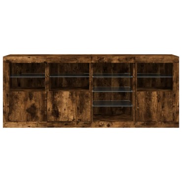 vidaXL Μπουφές με LED Καπνιστή Δρυς 164x37x67cm 1 τεμ.