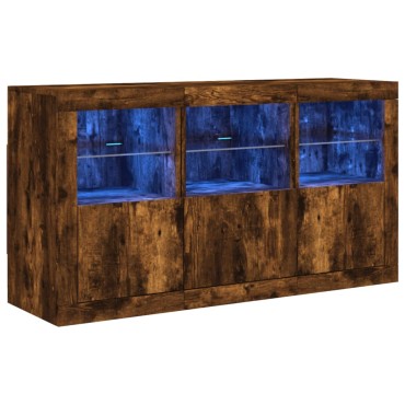 vidaXL Μπουφές με LED Καπνιστή Δρυς 123x37x67cm 1 τεμ.
