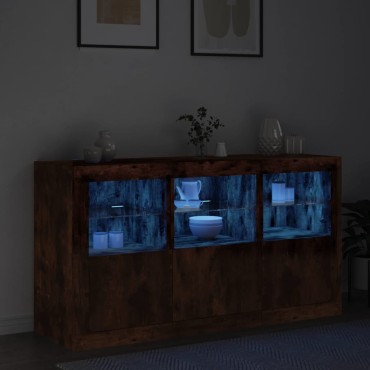 vidaXL Μπουφές με LED Καπνιστή Δρυς 123x37x67cm 1 τεμ.