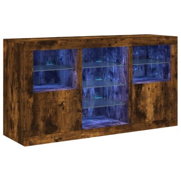 vidaXL Μπουφές με LED Καπνιστή Δρυς 123x37x67cm 1 τεμ.