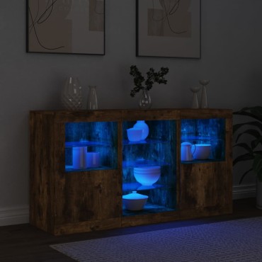 vidaXL Μπουφές με LED Καπνιστή Δρυς 123x37x67cm 1 τεμ.