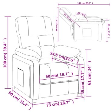 vidaXL Πολυθρόνα Ανακλινόμενη Taupe Υφασμάτινη 73x90x100cm 1 τεμ.