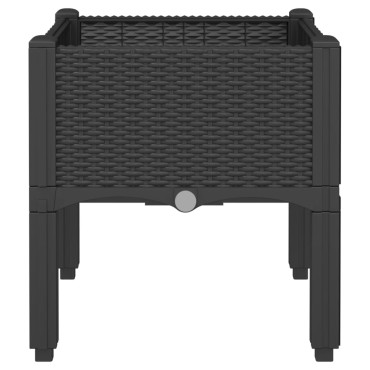 vidaXL Ζαρντινιέρα Κήπου με Πόδια Μαύρη 40x40x42 εκ. Πολυπροπυλένιο