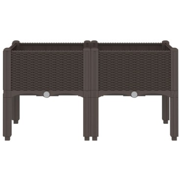 vidaXL Ζαρντινιέρα Κήπου με Πόδια Καφέ 80x40x42 εκ. Πολυπροπυλένιο