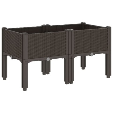 vidaXL Ζαρντινιέρα Κήπου με Πόδια Καφέ 80x40x42 εκ. Πολυπροπυλένιο