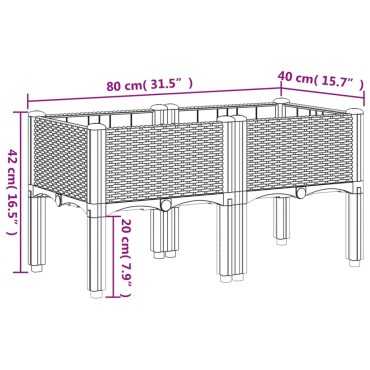 vidaXL Ζαρντινιέρα Κήπου με Πόδια Καφέ 80x40x42 εκ. Πολυπροπυλένιο