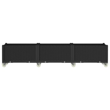 vidaXL Ζαρντινιέρα Κήπου με Ροδάκια Μαύρο 240x50x54 εκ. Πολυπροπυλένιο