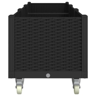 vidaXL Ζαρντινιέρα Κήπου με Ροδάκια Μαύρο 240x50x54 εκ. Πολυπροπυλένιο