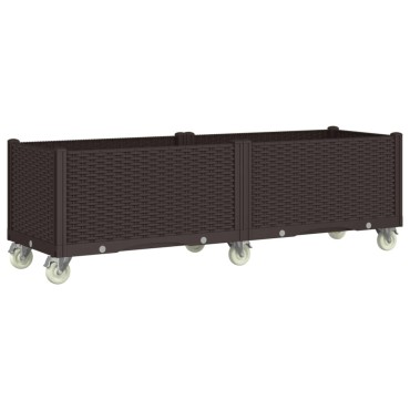 vidaXL Ζαρντινιέρα Κήπου με Ροδάκια Καφέ 160x50x54 εκ. Πολυπροπυλένιο