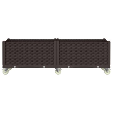 vidaXL Ζαρντινιέρα Κήπου με Ροδάκια Καφέ 160x50x54 εκ. Πολυπροπυλένιο