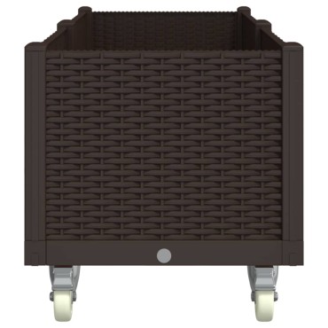 vidaXL Ζαρντινιέρα Κήπου με Ροδάκια Καφέ 160x50x54 εκ. Πολυπροπυλένιο