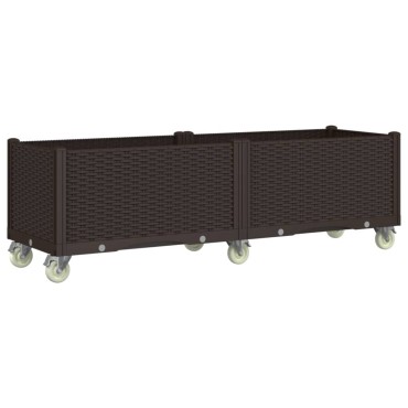 vidaXL Ζαρντινιέρα Κήπου με Ροδάκια Καφέ 160x50x54 εκ. Πολυπροπυλένιο