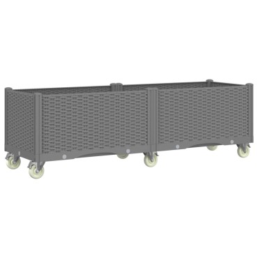 vidaXL Ζαρντινιέρα Κήπου με Ροδάκια Αν.Γκρι 160x50x54εκ Πολυπροπυλένιο