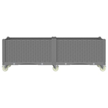 vidaXL Ζαρντινιέρα Κήπου με Ροδάκια Αν.Γκρι 160x50x54εκ Πολυπροπυλένιο