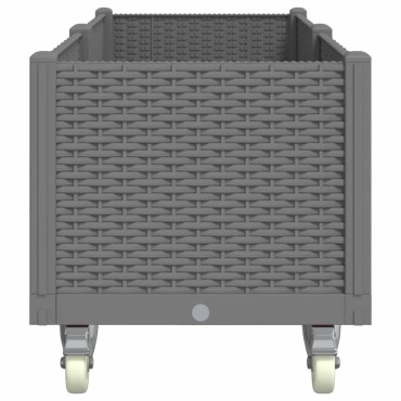 vidaXL Ζαρντινιέρα Κήπου με Ροδάκια Αν.Γκρι 160x50x54εκ Πολυπροπυλένιο
