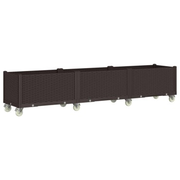vidaXL Ζαρντινιέρα Κήπου με Ροδάκια Καφέ 240x50x54 εκ. Πολυπροπυλένιο
