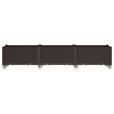 vidaXL Ζαρντινιέρα Κήπου με Ροδάκια Καφέ 240x50x54 εκ. Πολυπροπυλένιο