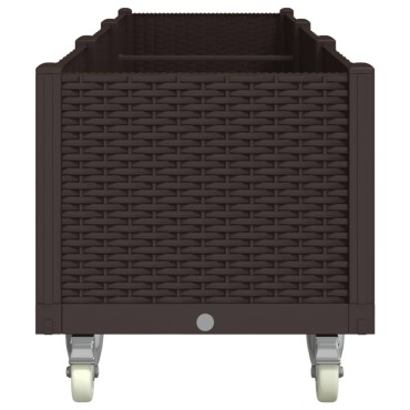 vidaXL Ζαρντινιέρα Κήπου με Ροδάκια Καφέ 240x50x54 εκ. Πολυπροπυλένιο