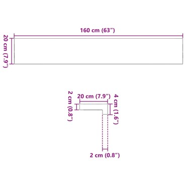vidaXL Περβάζια παραθύρων 2 τεμ. 160x20x2 εκ. Ακατέργαστο Μασίφ Δρυός