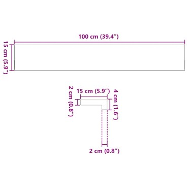 vidaXL Περβάζια παραθύρων 2 τεμ. Αν. Καφέ 100x15x2εκ. Μασίφ Ξύλο Δρυός