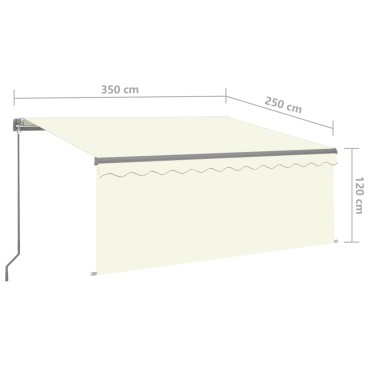 vidaXL Τέντα Συρόμενη Χειροκίνητη με Σκίαστρο & LED Κρεμ 3,5 x 2,5 μ.