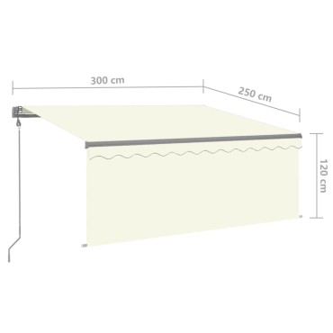 vidaXL Τέντα Αυτόματη με Σκίαστρο/LED/Αισθ. Ανέμου Κρεμ 3 x 2,5 μ.