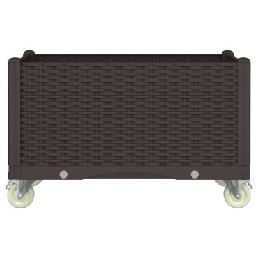 vidaXL Ζαρντινιέρα Κήπου με Ροδάκια Καφέ 80x50x54 εκ. Πολυπροπυλένιο
