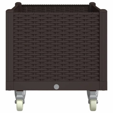 vidaXL Ζαρντινιέρα Κήπου με Ροδάκια Καφέ 80x50x54 εκ. Πολυπροπυλένιο
