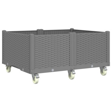 vidaXL Ζαρντινιέρα Κήπου με Ροδάκια Αν.Γκρι 100x80x54εκ Πολυπροπυλένιο