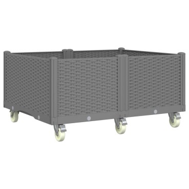 vidaXL Ζαρντινιέρα Κήπου με Ροδάκια Αν.Γκρι 100x80x54εκ Πολυπροπυλένιο