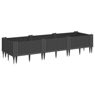 vidaXL Ζαρντινιέρα με Πασσάλους Μαύρη 125x40x28,5 εκ. Πολυπροπυλένιο