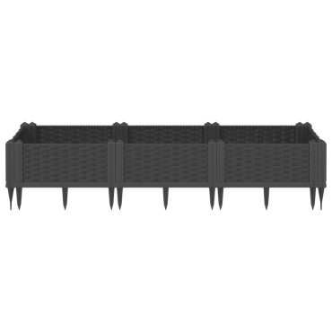 vidaXL Ζαρντινιέρα με Πασσάλους Μαύρη 125x40x28,5 εκ. Πολυπροπυλένιο