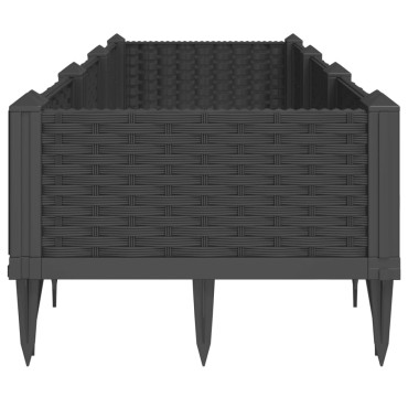 vidaXL Ζαρντινιέρα με Πασσάλους Μαύρη 125x40x28,5 εκ. Πολυπροπυλένιο
