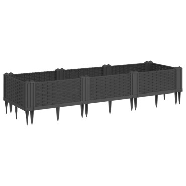 vidaXL Ζαρντινιέρα με Πασσάλους Μαύρη 125x40x28,5 εκ. Πολυπροπυλένιο