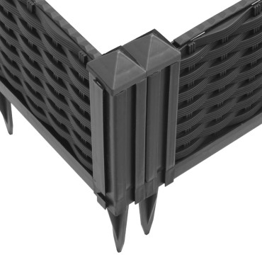 vidaXL Ζαρντινιέρα με Πασσάλους Μαύρη 125x40x28,5 εκ. Πολυπροπυλένιο