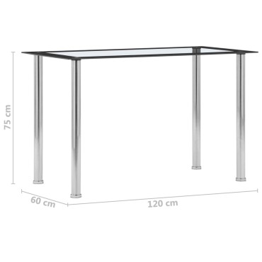 vidaXL Τραπεζαρία Μαύρη / Διαφανής 120x60x75cm από Ψημένο Γυαλί 1 τεμ.