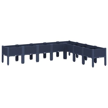 vidaXL Ζαρντινιέρα Κήπου με Πόδια Μπλε Γκρι 200x160x42 εκ. Πολυπροπυλένιο