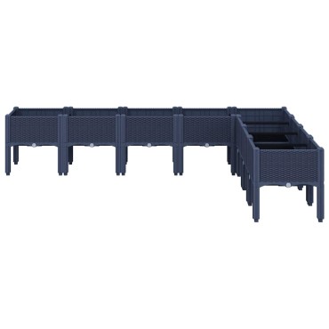 vidaXL Ζαρντινιέρα Κήπου με Πόδια Μπλε Γκρι 200x160x42 εκ. Πολυπροπυλένιο