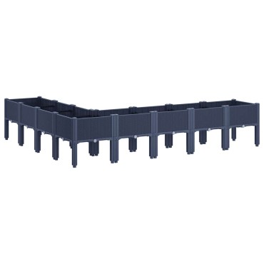 vidaXL Ζαρντινιέρα Κήπου με Πόδια Μπλε Γκρι 200x160x42 εκ. Πολυπροπυλένιο