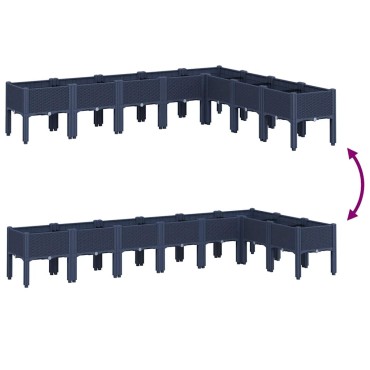 vidaXL Ζαρντινιέρα Κήπου με Πόδια Μπλε Γκρι 200x160x42 εκ. Πολυπροπυλένιο