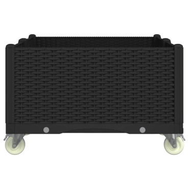 vidaXL Ζαρντινιέρα Κήπου με Ροδάκια Μαύρο 100x80x54εκ. Πολυπροπυλένιο
