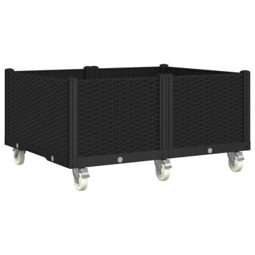 vidaXL Ζαρντινιέρα Κήπου με Ροδάκια Μαύρο 100x80x54εκ. Πολυπροπυλένιο