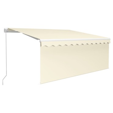 vidaXL Τέντα Συρόμενη Χειροκίνητη με Σκίαστρο & LED Κρεμ 3,5 x 2,5 μ.