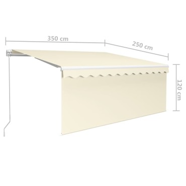 vidaXL Τέντα Συρόμενη Χειροκίνητη με Σκίαστρο & LED Κρεμ 3,5 x 2,5 μ.