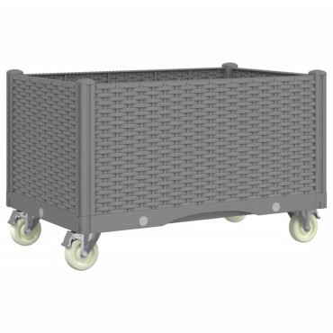 vidaXL Ζαρντινιέρα Κήπου με Ροδάκια Αν. Γκρι 80x50x54εκ Πολυπροπυλένιο
