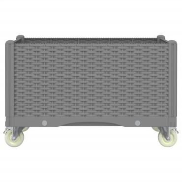 vidaXL Ζαρντινιέρα Κήπου με Ροδάκια Αν. Γκρι 80x50x54εκ Πολυπροπυλένιο