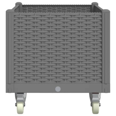 vidaXL Ζαρντινιέρα Κήπου με Ροδάκια Αν. Γκρι 80x50x54εκ Πολυπροπυλένιο